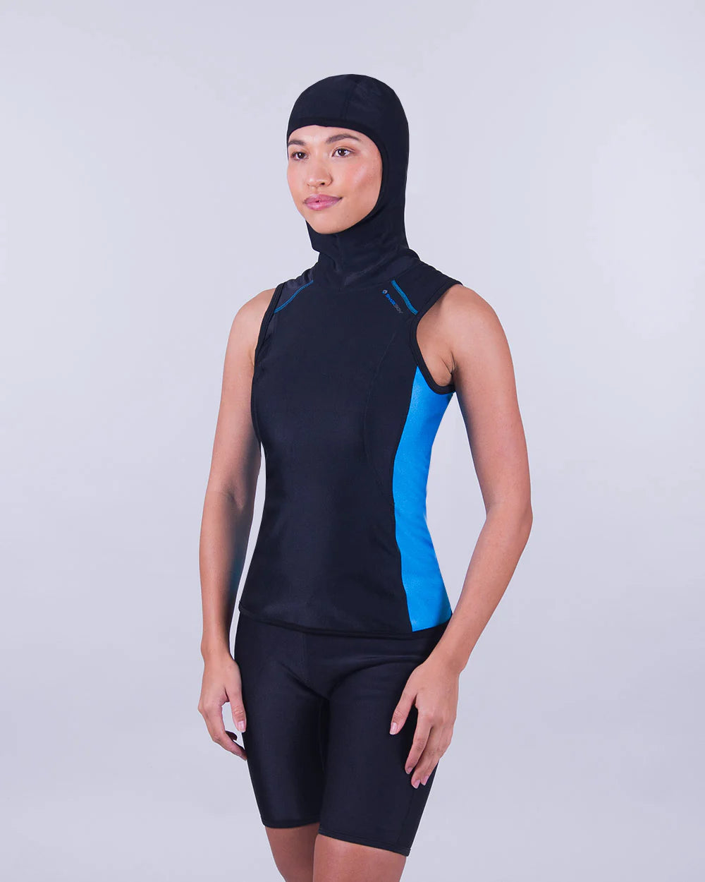 Sharkskin Chillproof NEW Hooded Vest Blue & Black - Ladies